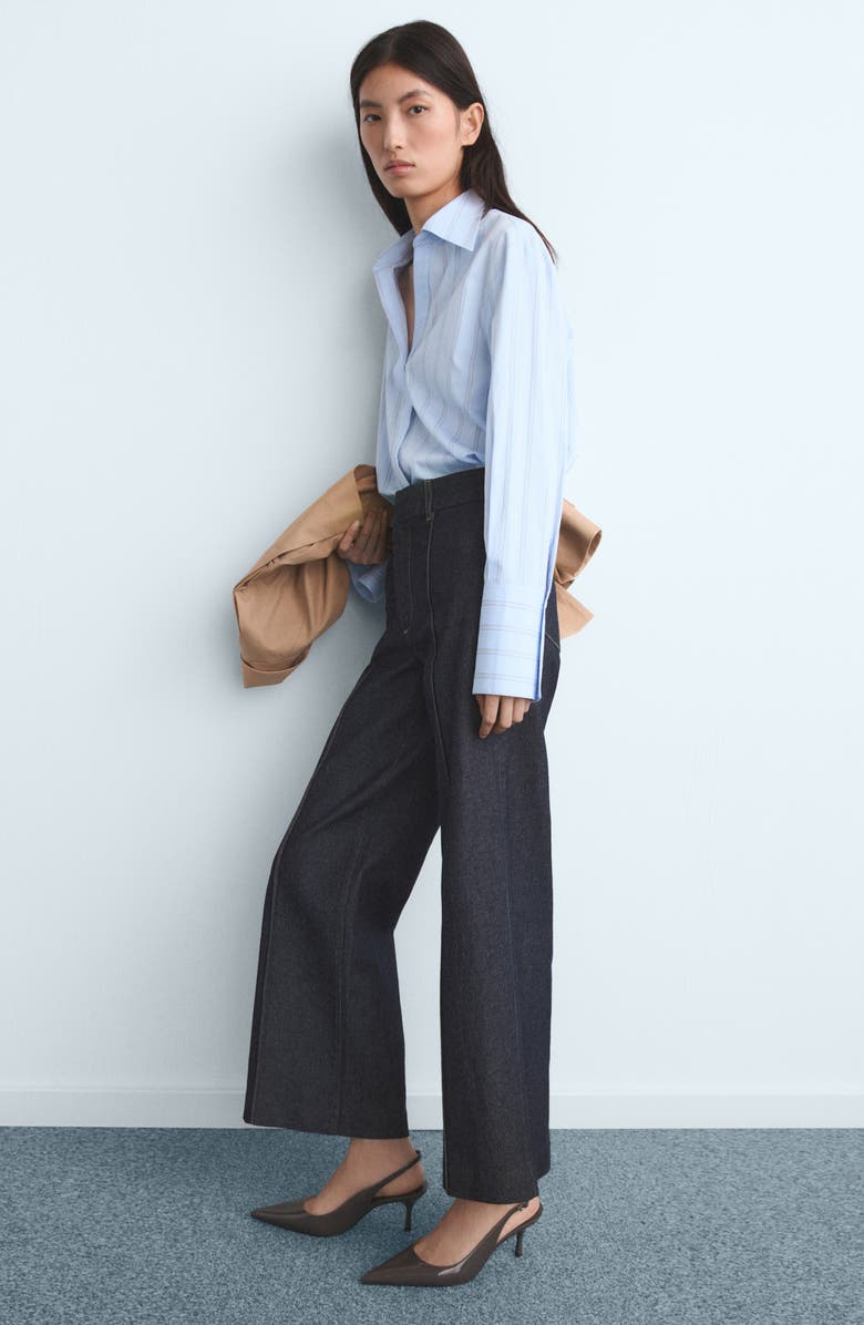 MANGO High Waist Culotte Trouser Jeans, Alternate, color, Open Blue