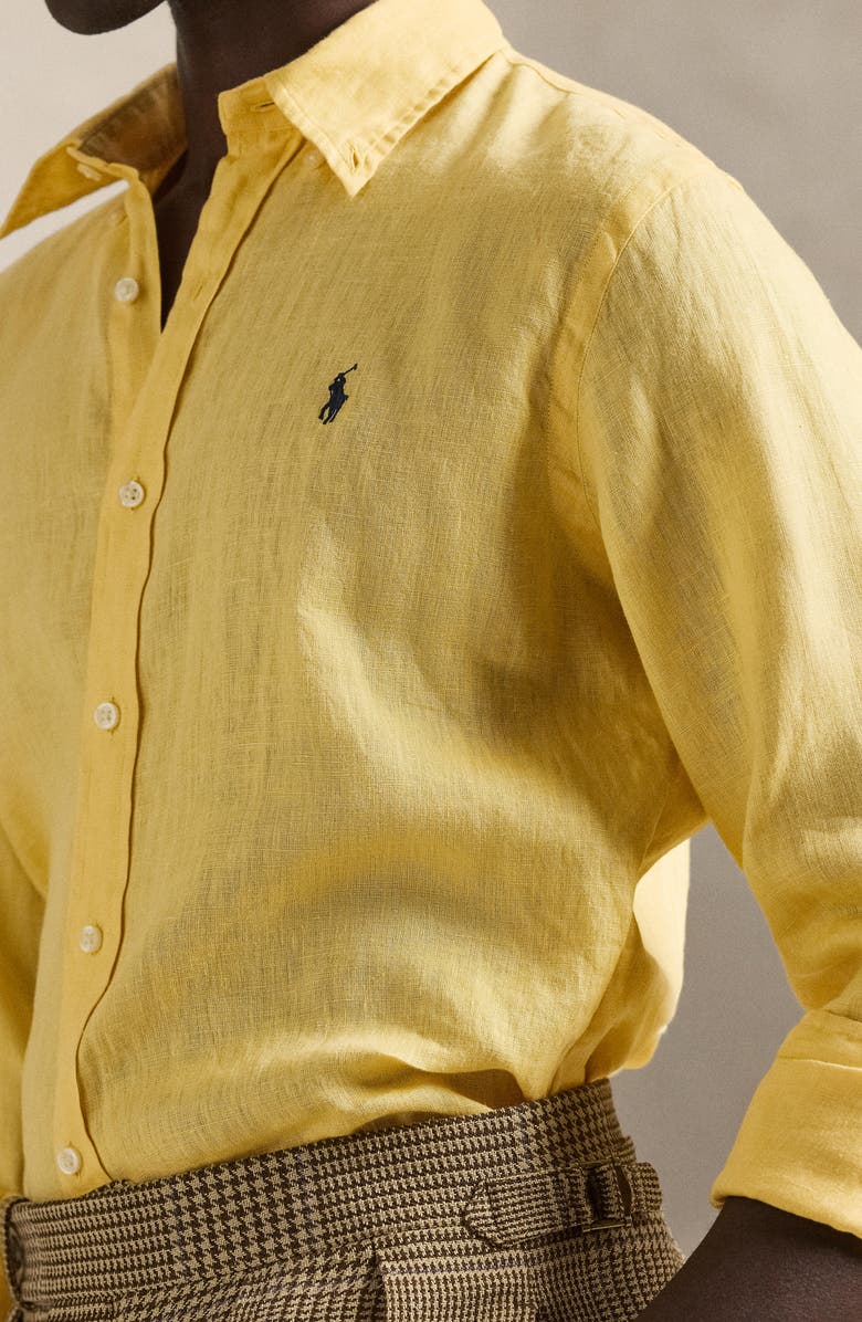 Polo Ralph Lauren Classic Fit Linen Button-Down Shirt, Alternate, color, Corn Yellow