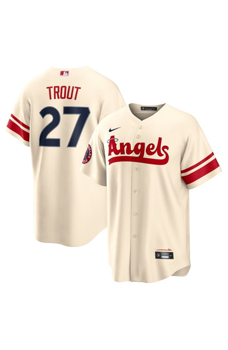 Nike Men's Nike Mike Trout Cream Los Angeles Angels City Connect Replica Player Jersey, Main, color, 