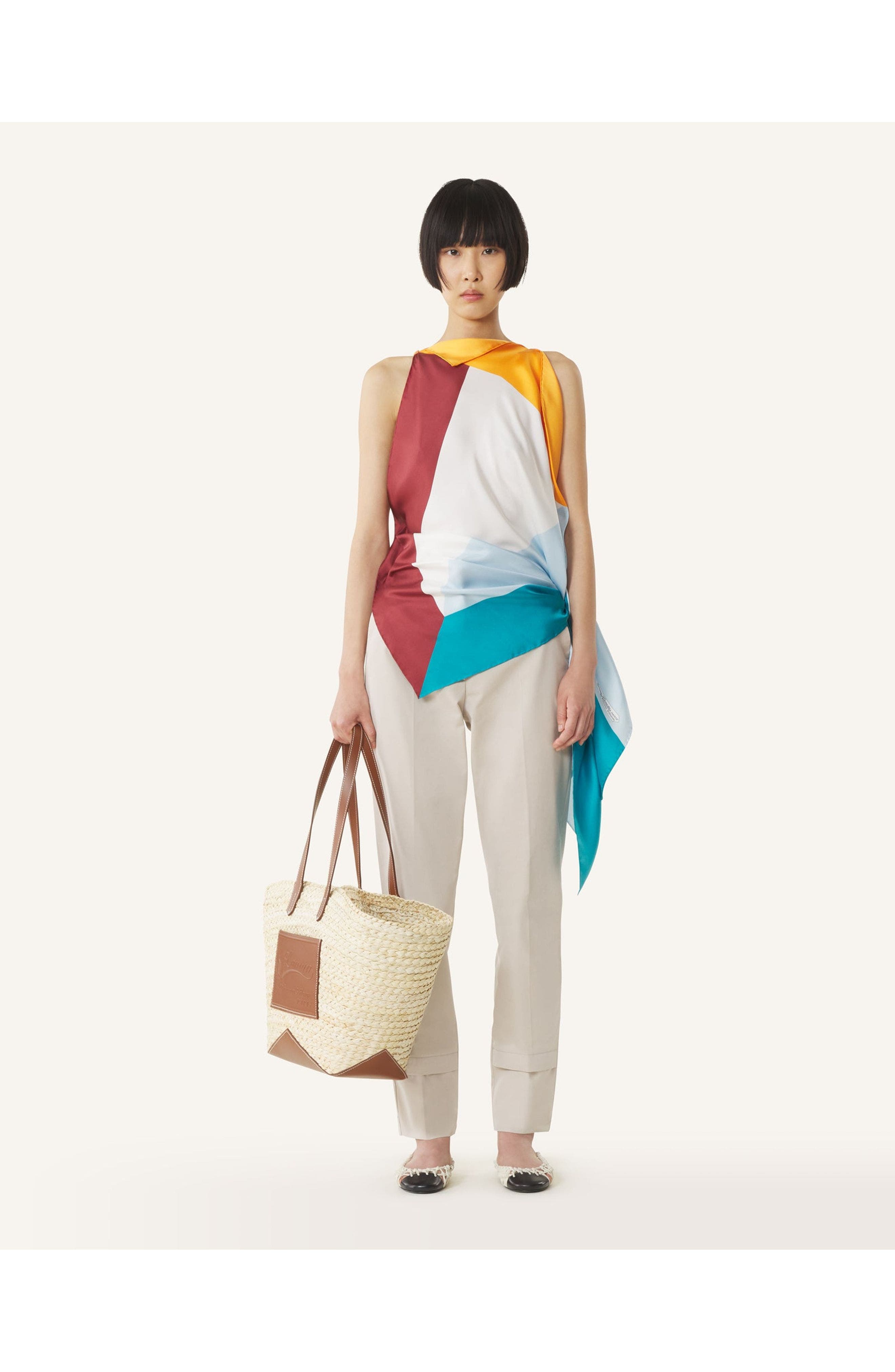Lanvin Catch By Lanvin Medium Basket Bag, Alternate, color, Ecru/Cognac
