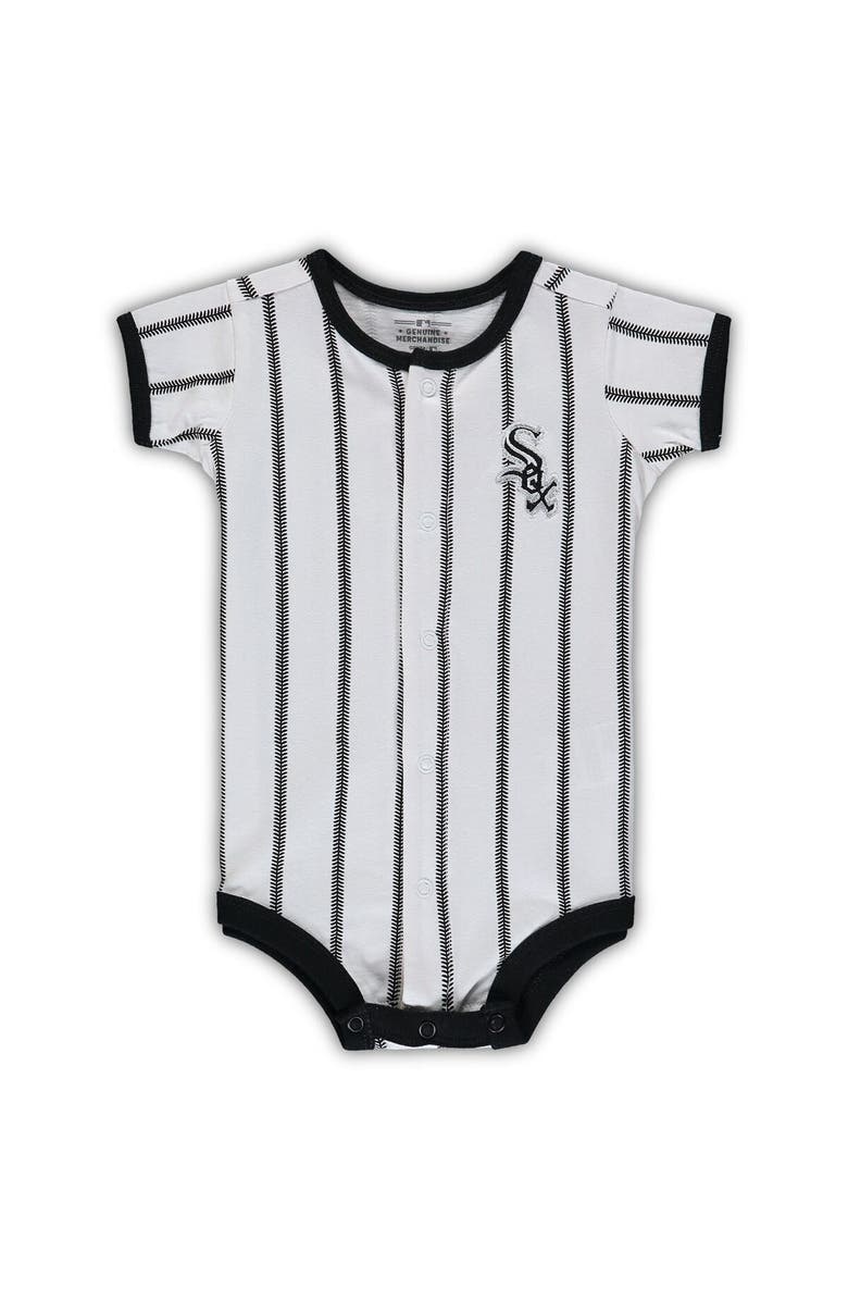 Outerstuff Newborn White/Black Chicago White Sox Power Hitter Short Sleeve Bodysuit, Alternate, color, White