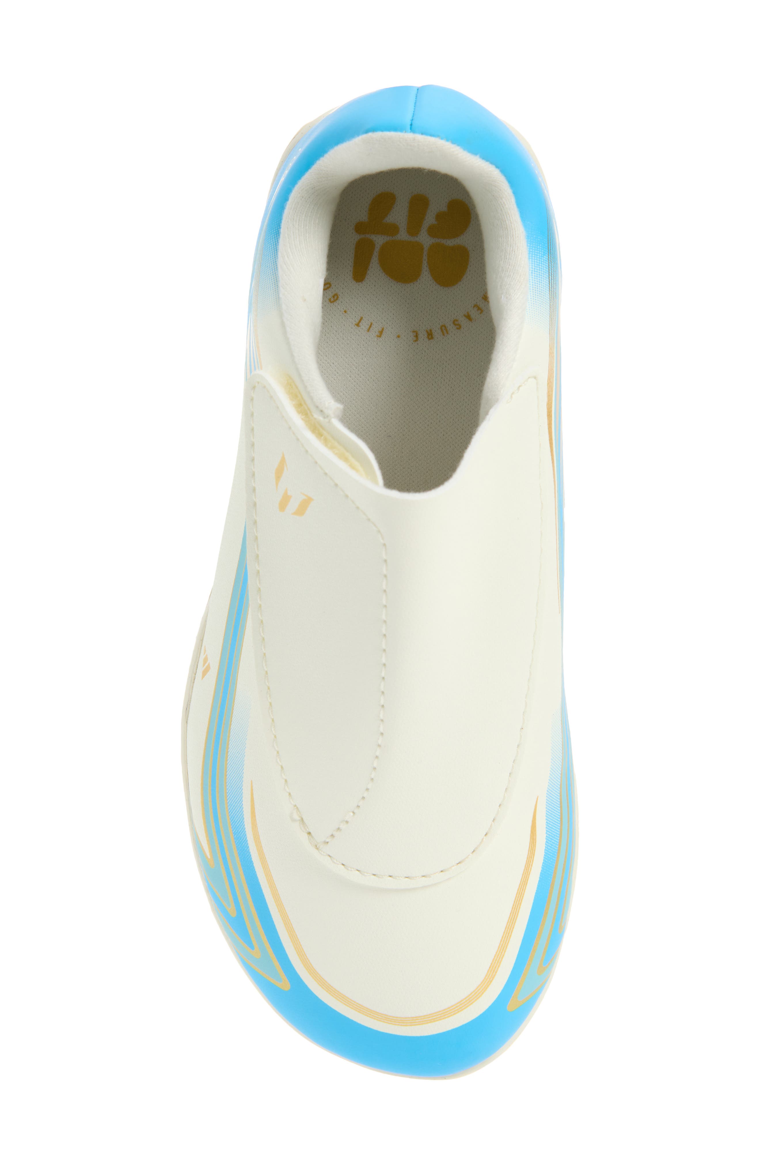 adidas Kids' F50 Messi Club Soccer Cleat, Alternate, color, Ivory/ Semi Blue/ Icey Blue