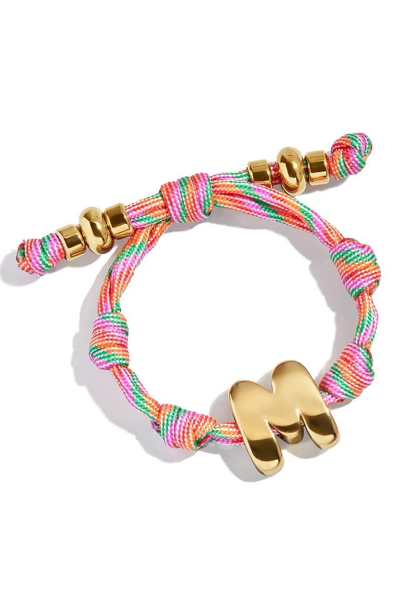 BaubleBar Knotty Initial Bracelet, Main, color, Pink Multi/ Gold