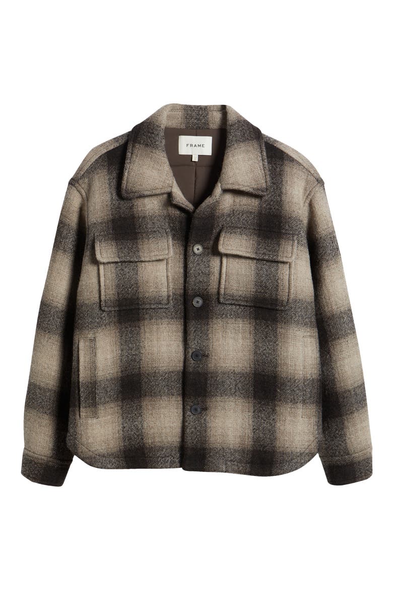 Padded Plaid Wool Blend Shirt Jacket, Alternate, color, BROWN PLAID
