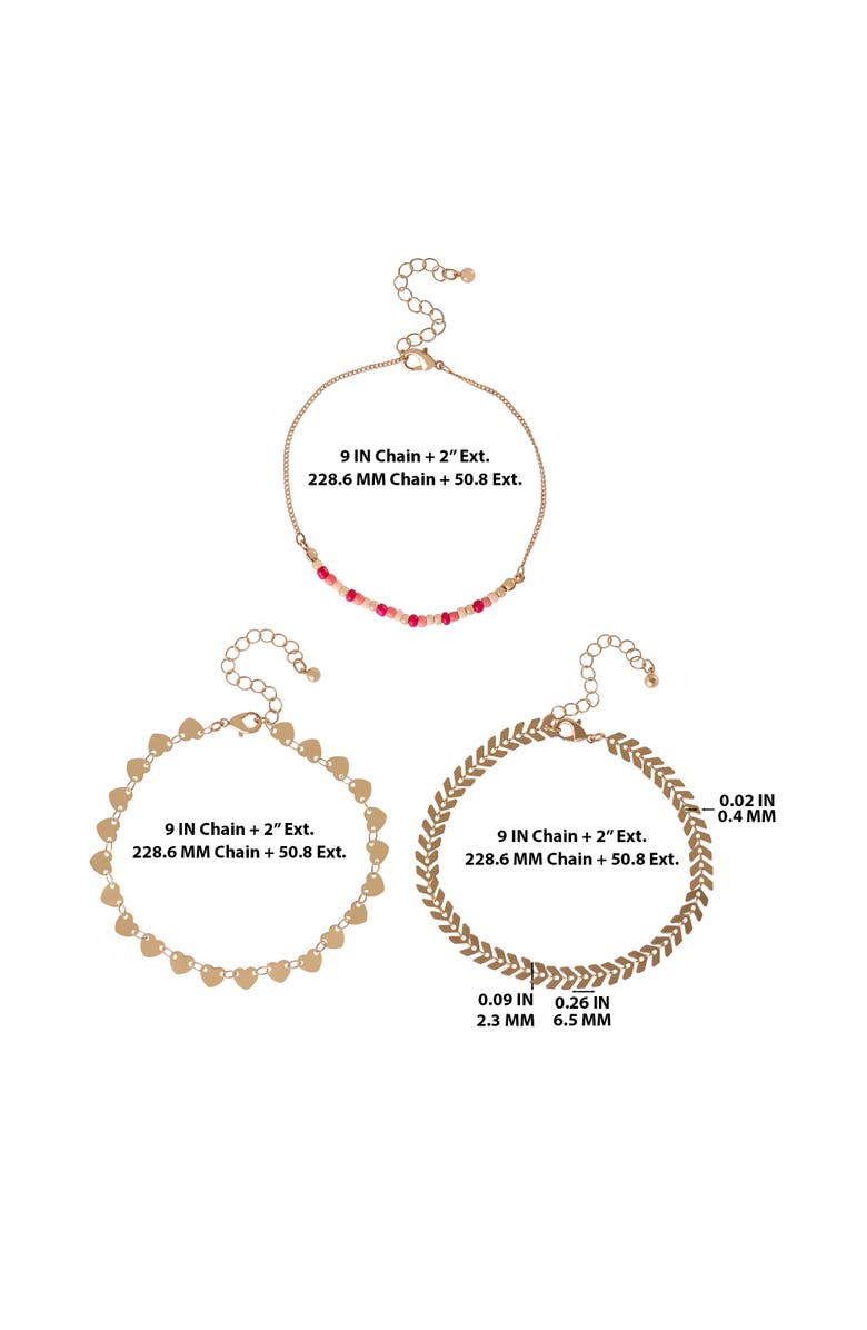 Jessica Simpson 3-Piece Dainty Gold-Tone Anklet Set - 9+2'', Alternate, color, Gold