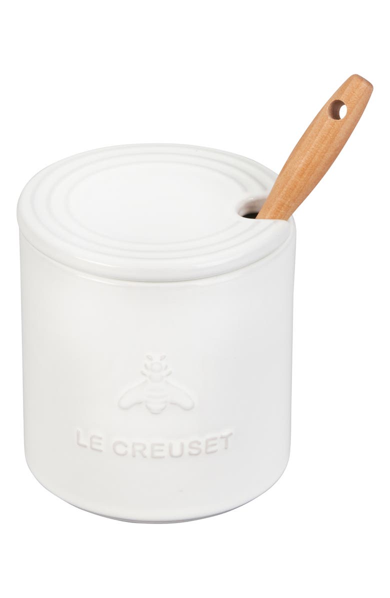 Le Creuset Stoneware Honey Pot & Dipper, Main, color, White