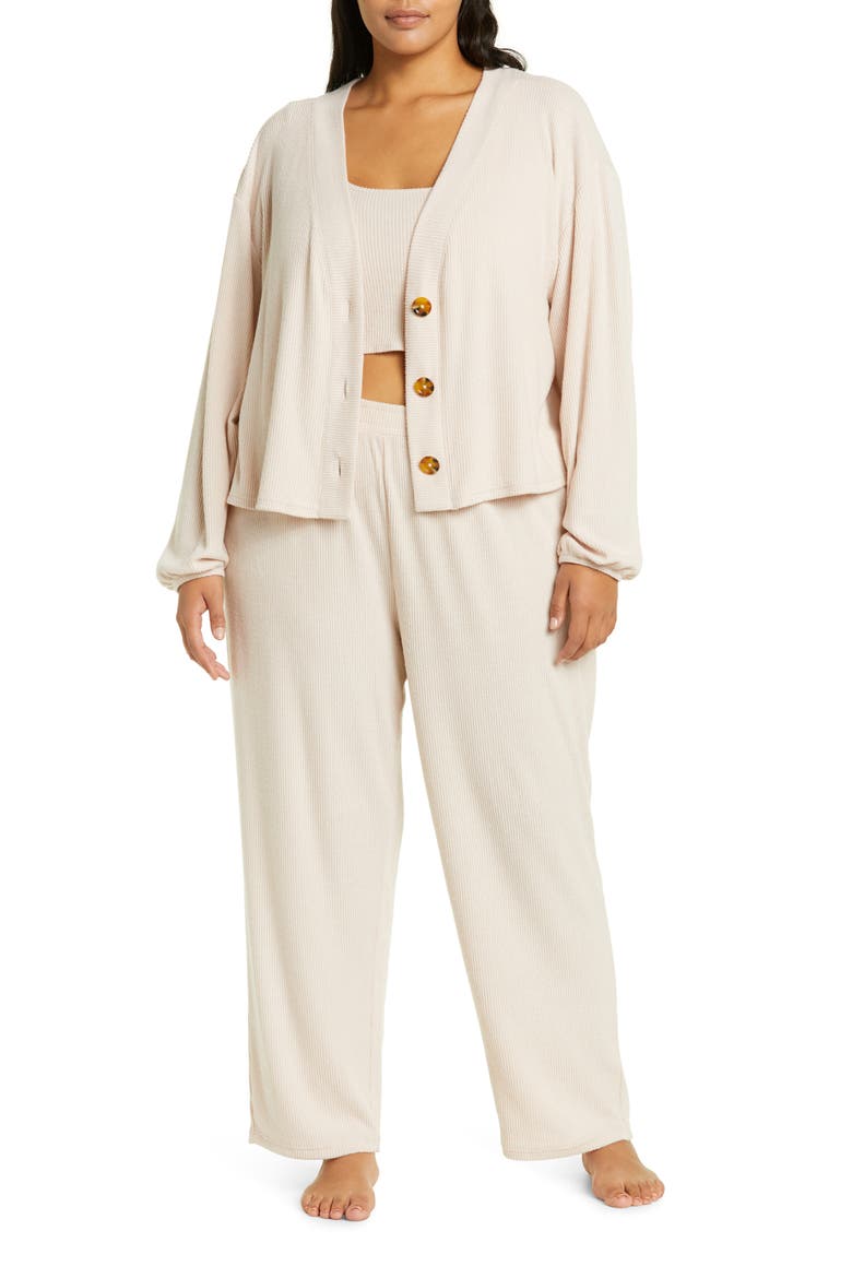 3-Piece So Soft Rib Lounge Set, Main, color, BEIGE MORN