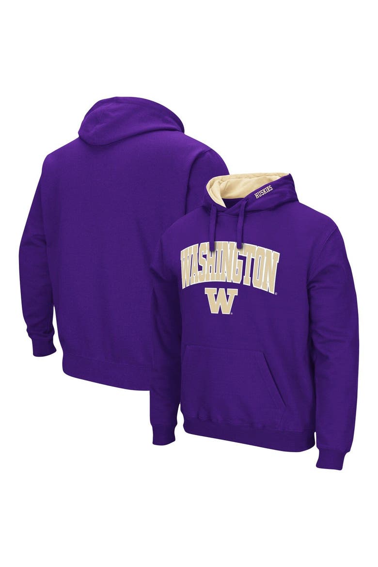 Men's Colosseum Purple Washington Huskies Arch & Logo 3.0 Pullover Hoodie, Main, color, Purple