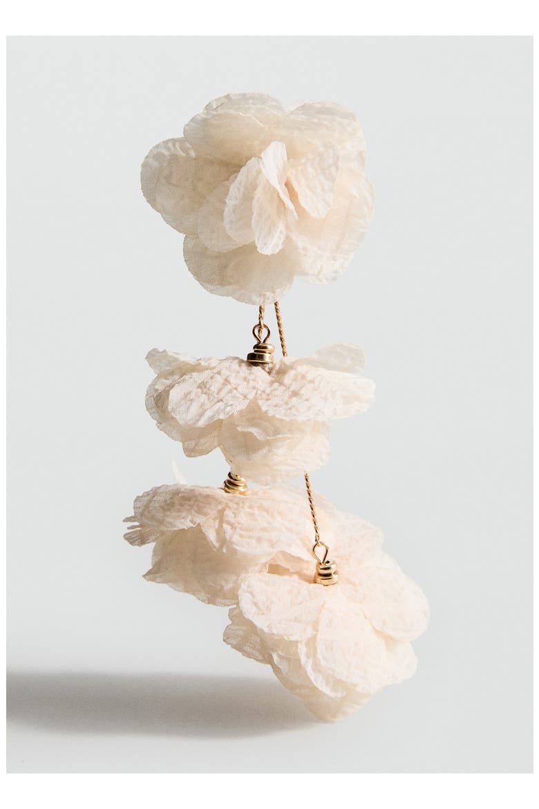 Textured Flower Drop Earrings, Alternate, color, BEIGE
