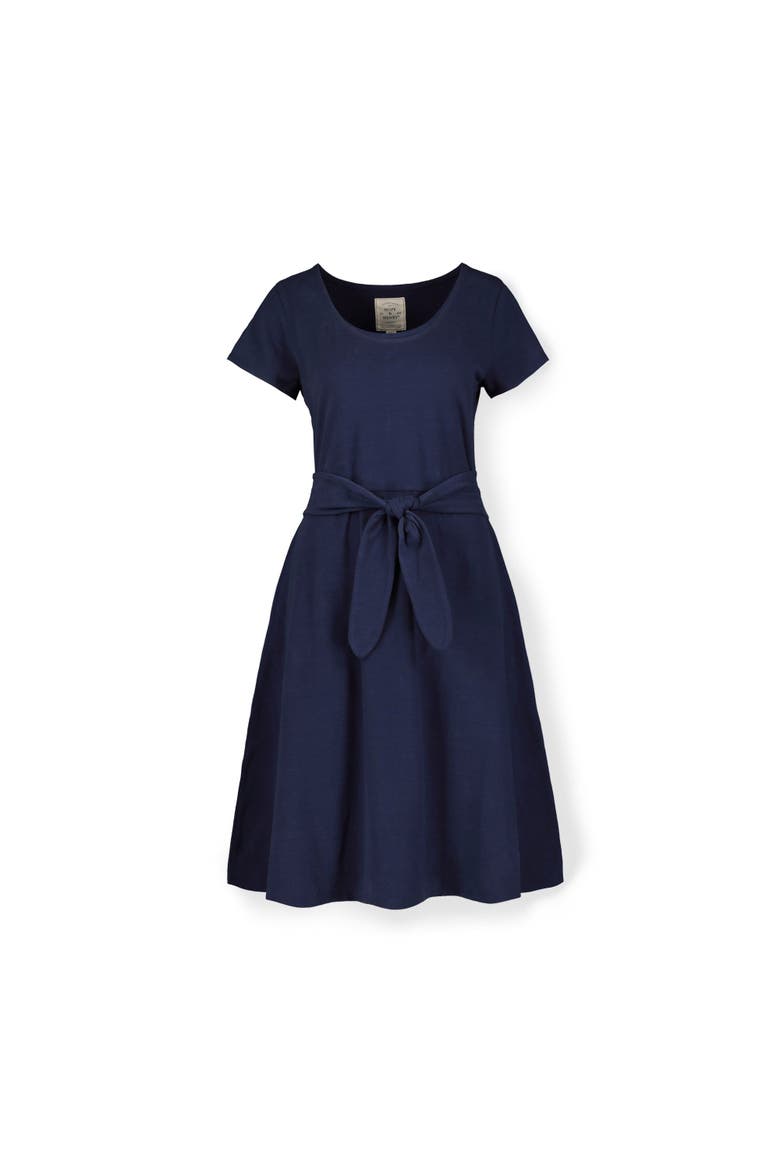 Women's Organic Cotton Tie-Waist Knit Dress, Alternate, color, Navy