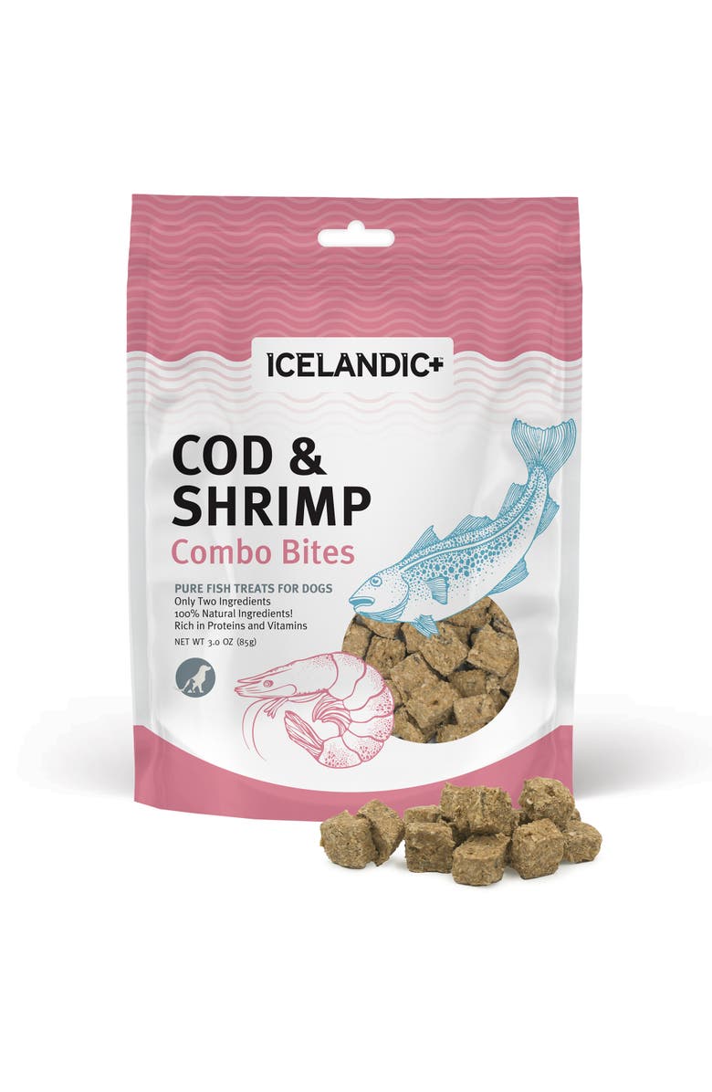 ICELANDIC+ Cod
Shrimp Combo Bites Dog Treat 3.0oz Bag, Alternate, color,