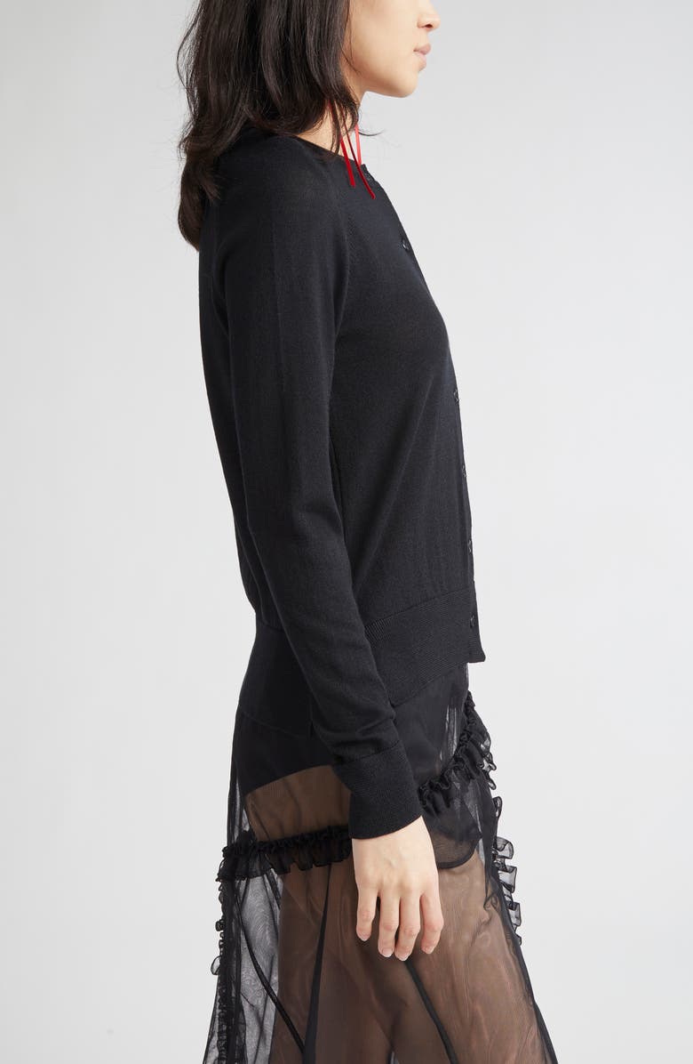 Simone Rocha Crystal Carnation Merino Wool & Silk Cardigan, Alternate, color, 