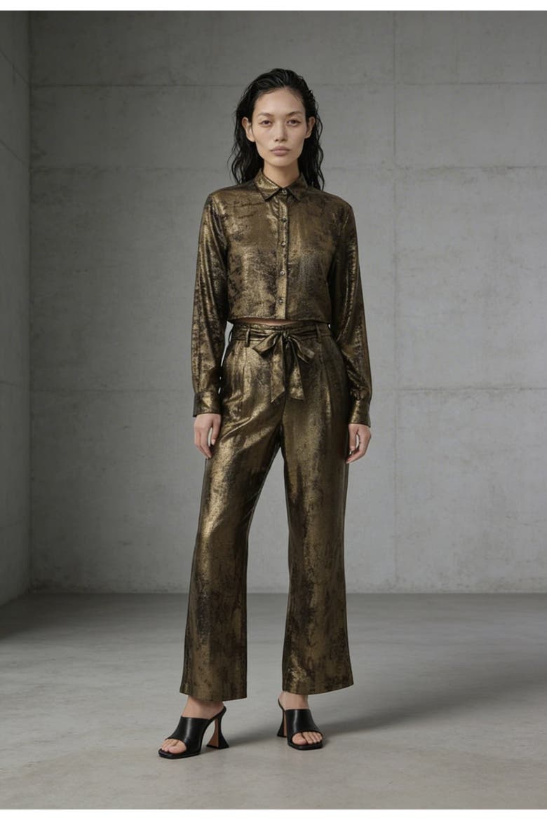 Cropped Shirt, Alternate, color, Burnt Gold