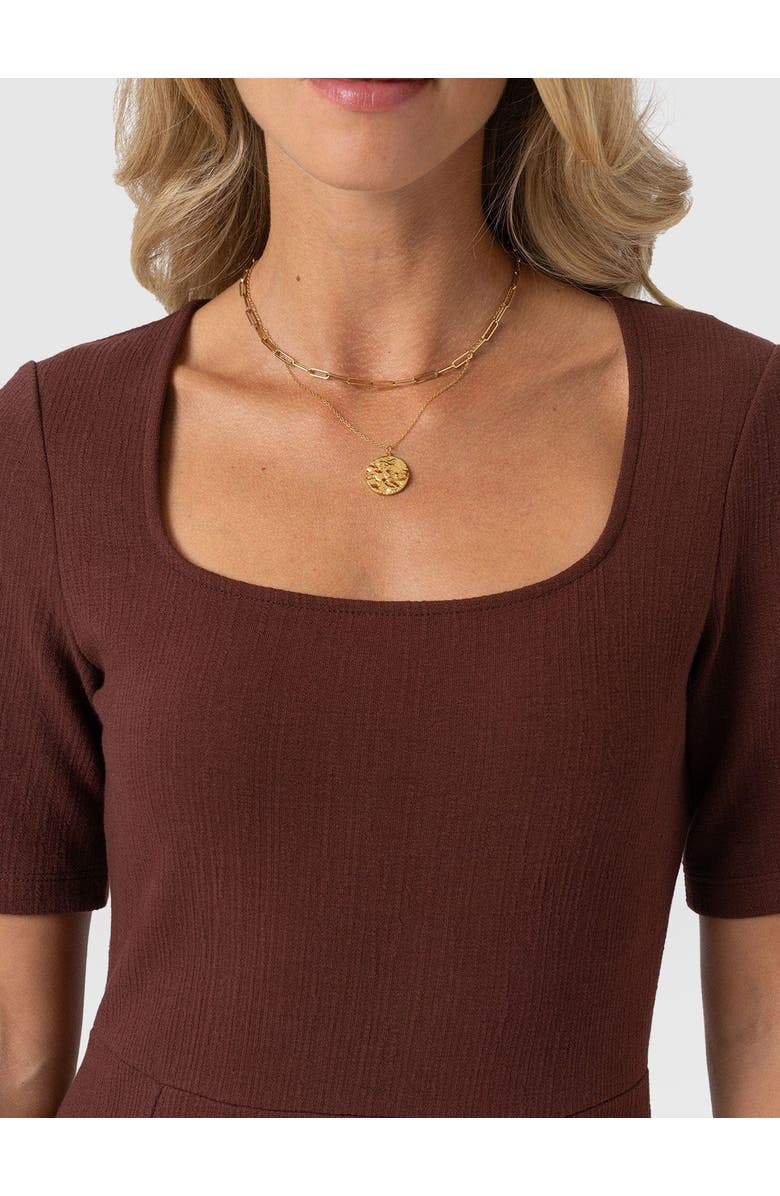 Saint + Sofia Akia Short Sleeve Dress, Alternate, color, Maroon Textured