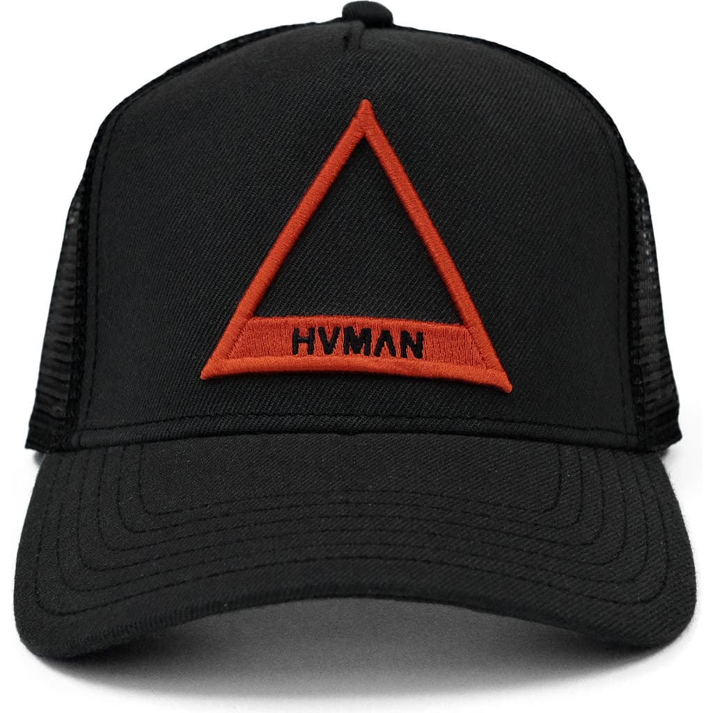 Shop Hvman Triangle Logo Mesh Trucker Hat In Black