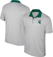 COLOSSEUM Men's Colosseum Gray Michigan State Spartans Big & Tall Tuck Striped Polo