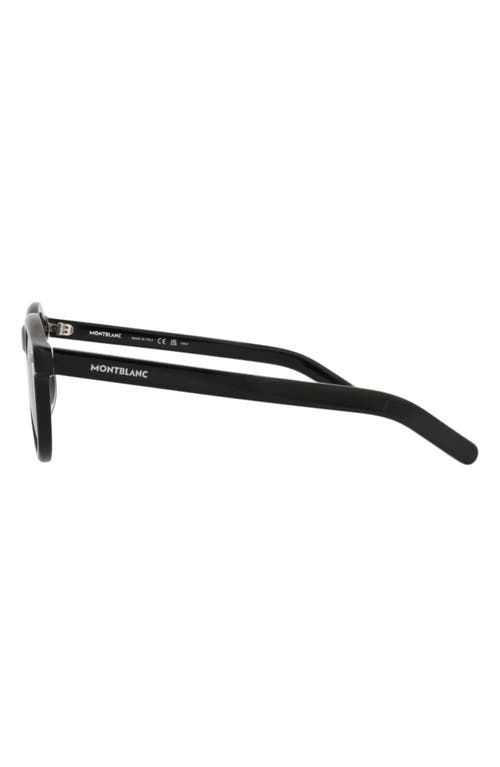 Montblanc 49mm Round Sunglasses In Black