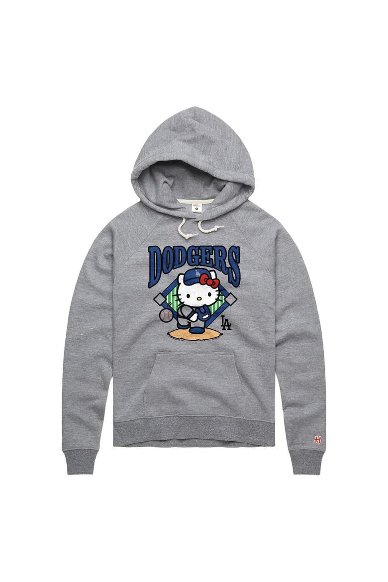 Women's Homage  Gray Hello Kitty x Los Angeles Dodgers Pitch Tri-Blend Hoodie, Main, color, Gray
