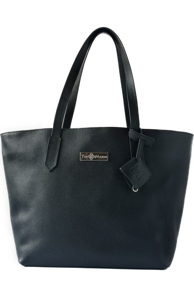 Tin Marin Martina Leather Tote, Main, color, Black