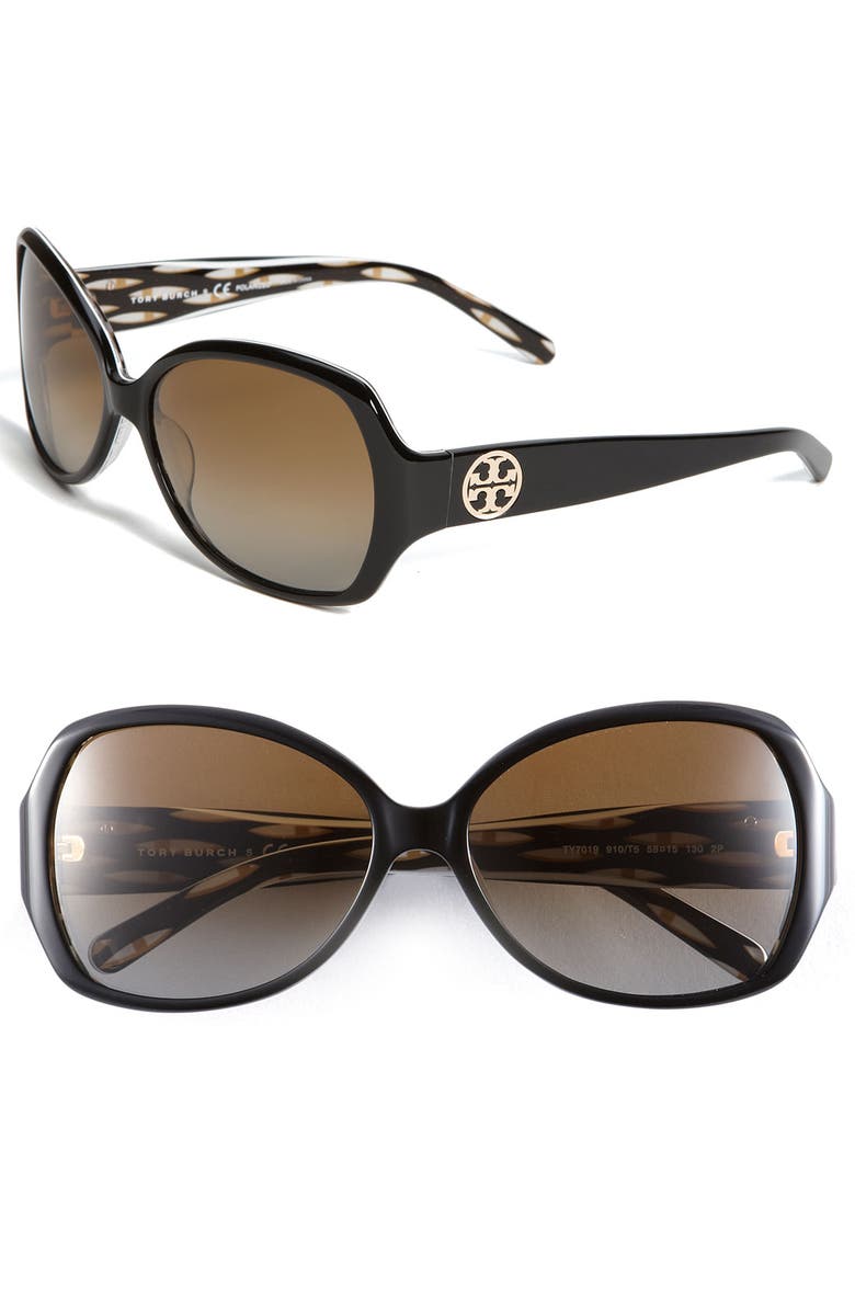 Tory Burch 'Large' Butterfly 58mm Polarized Sunglasses, Main, color, 