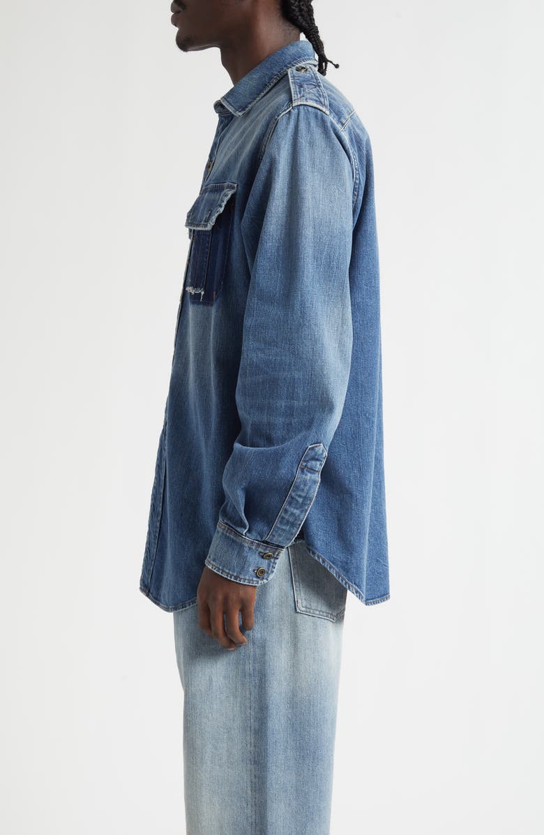 Maison Margiela Long Sleeve Denim Button-Up Shirt, Alternate, color, Vintage Medium Blue