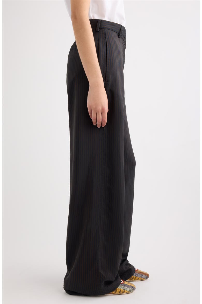 Penn Striped Wide Leg Cupro Pants, Alternate, color, DARK BROWN