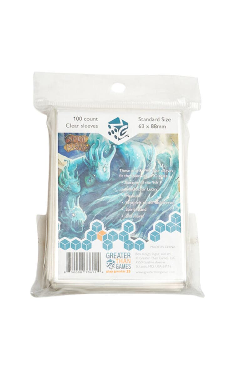 Greater Than Games 100 Standard Size Clear Protective Card Sleeves, Alternate, color, Clear