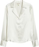 Open Edit Satin Button-Up Shirt