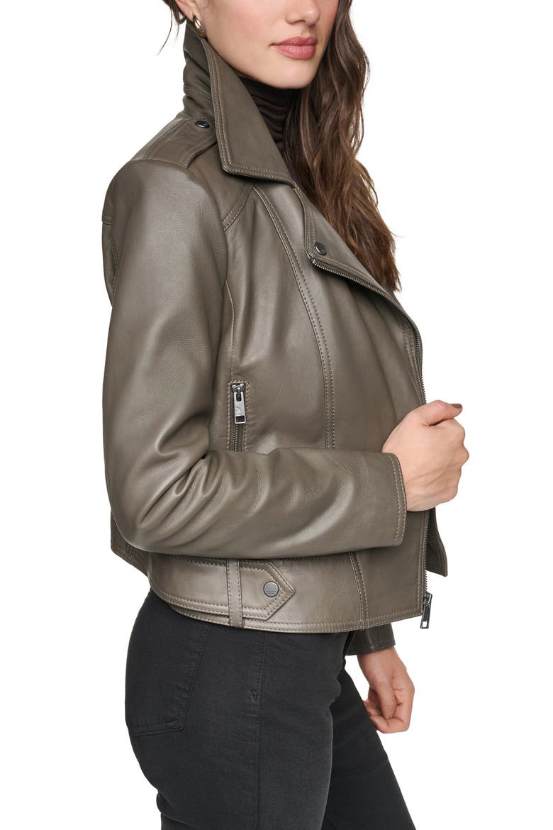 LeCroy Leather Moto Jacket, Alternate, color, TRUFFLE