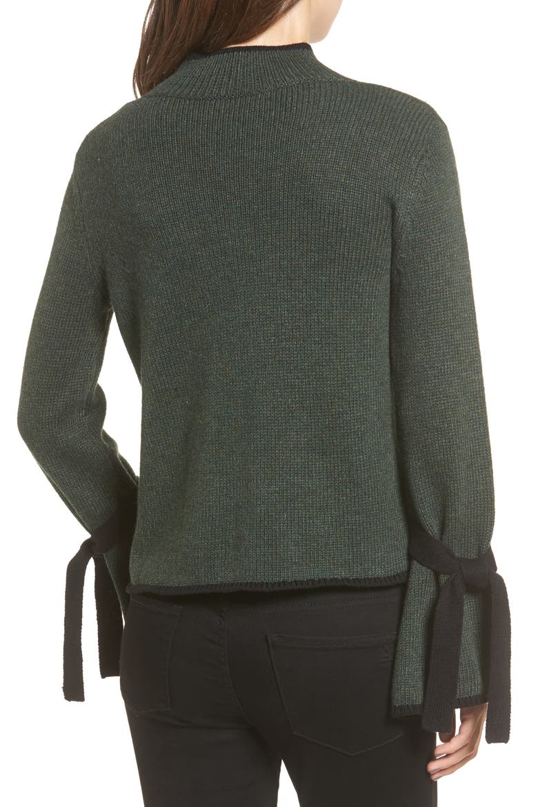 Tie Sleeve Sweater, Alternate, color, GREEN WOOD