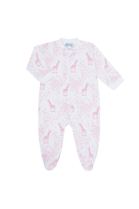 Pink Giraffe Print Zipper Footie - Baby