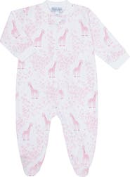 Nellapima Pink Giraffe Print Zipper Footie - Baby