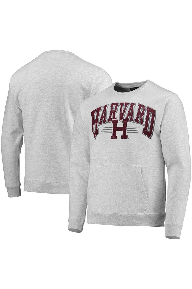Men's League Collegiate Wear Heathered Gray Harvard Crimson Upperclassman Pocket Pullover Sweatshirt, Main, color, Heather Gray