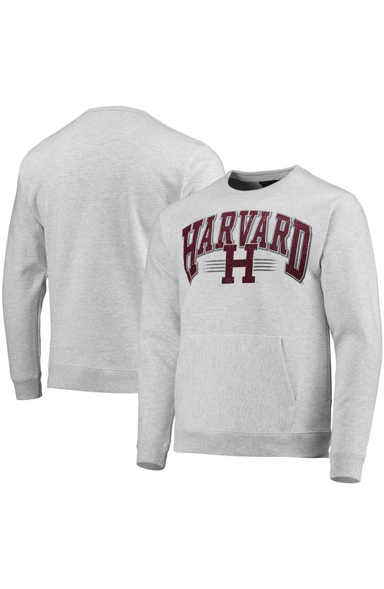 LEAGUE COLLEGIATE WEAR Men's League Collegiate Wear Heathered Gray Harvard Crimson Upperclassman Pocket Pullover Sweatshirt, Main, color, 