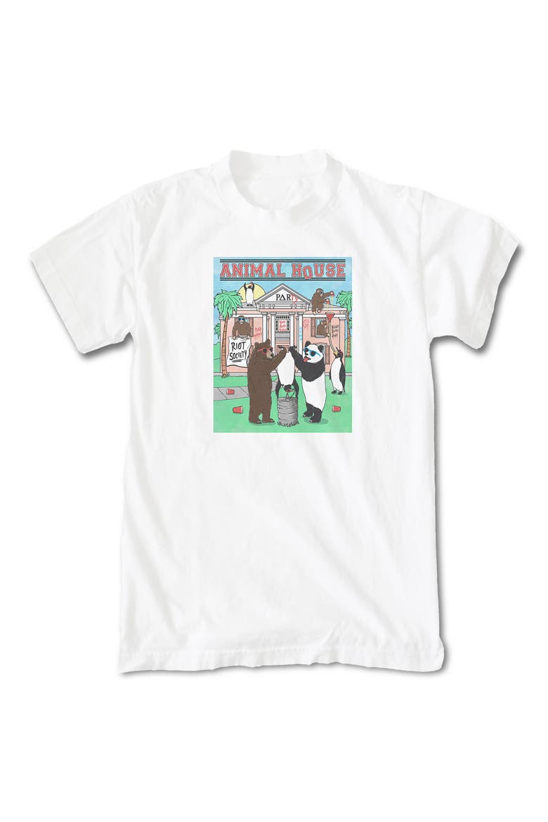 Animal House Party Cotton Crew T-Shirt, Main, color, WHITE