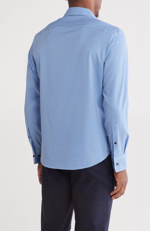 Construct Gingham Long Sleeve Button Front Shirt In Light Blue