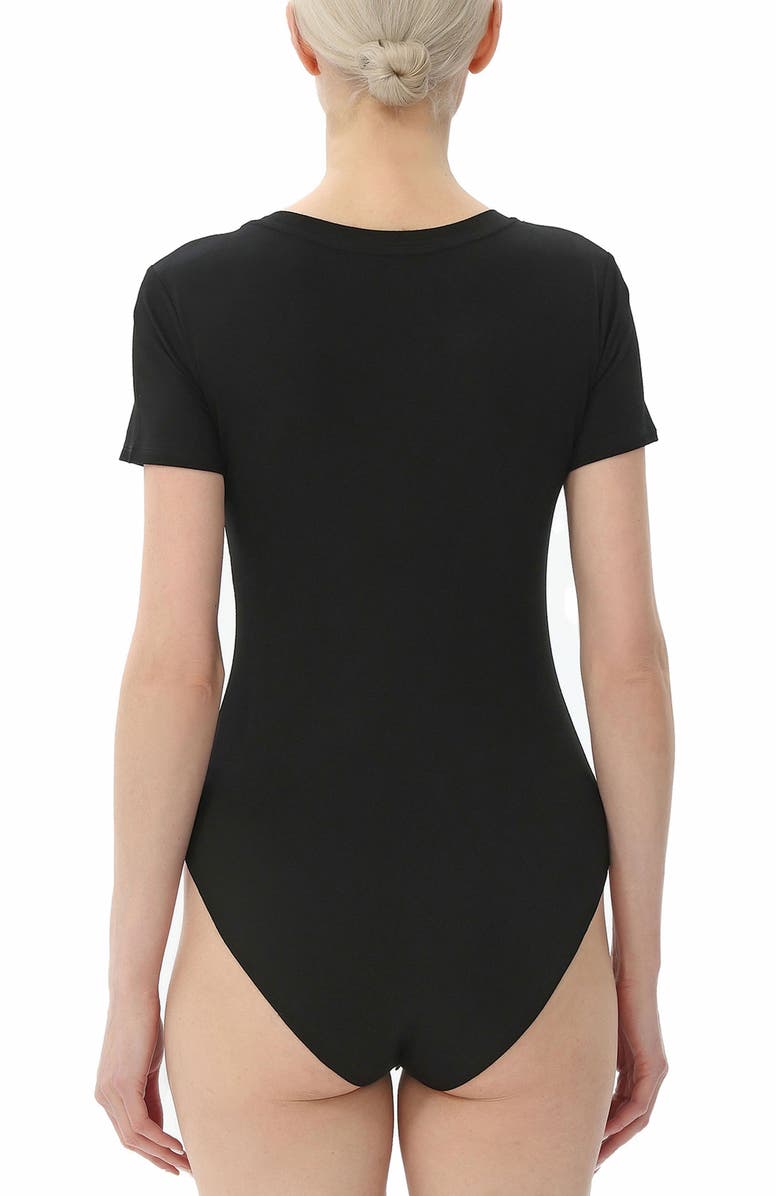 Kimi & Kai Women's Round Neck Basic Bodysuit, Alternate, color, Black