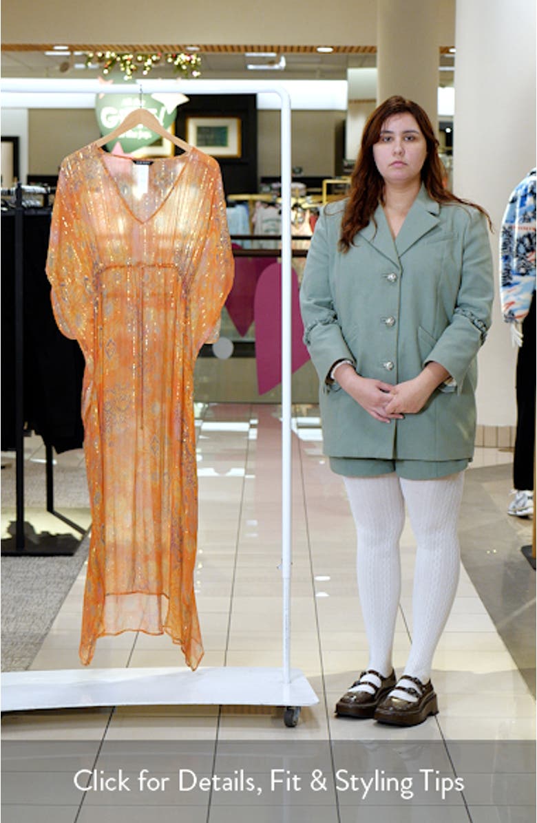 Metallic Stripe Sheer Cover-Up Caftan, sales video thumbnail