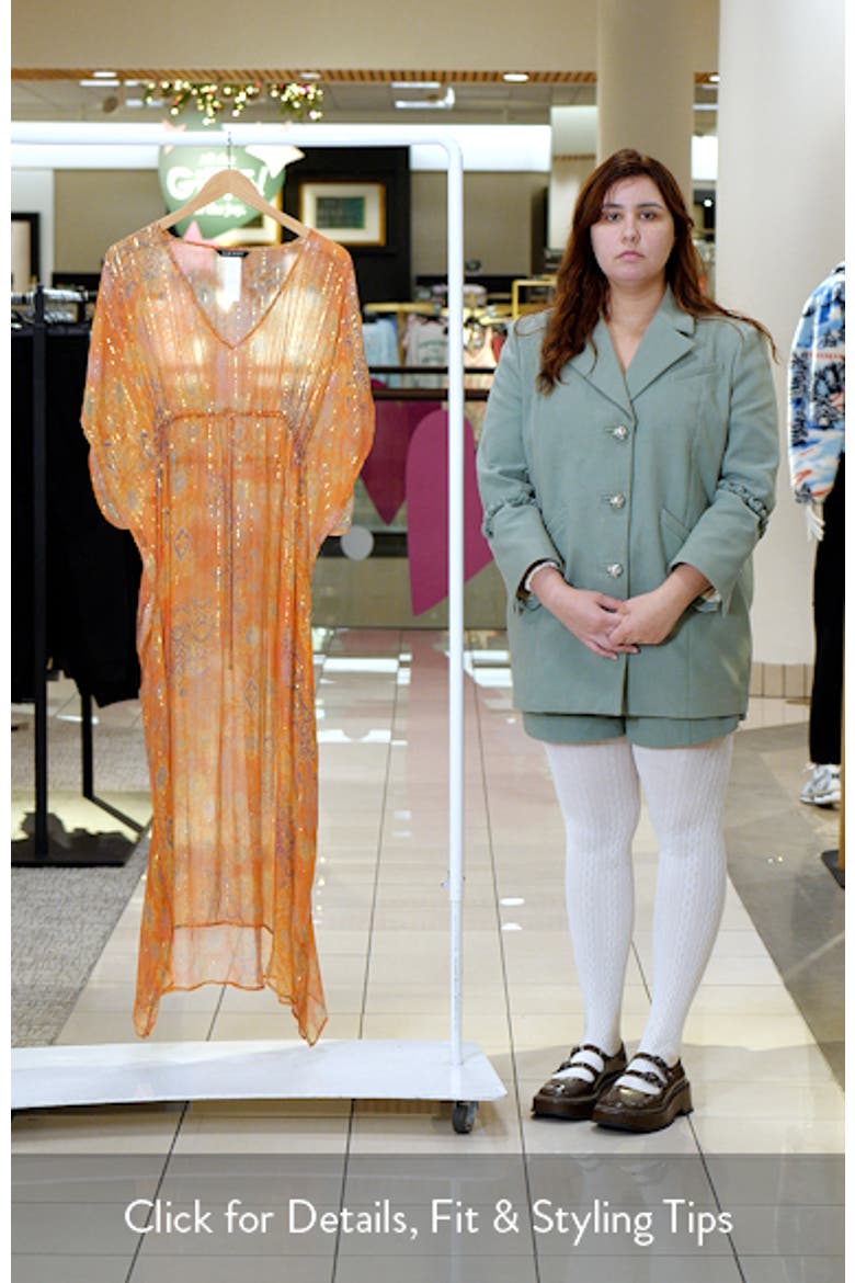 Metallic Stripe Sheer Cover-Up Caftan video