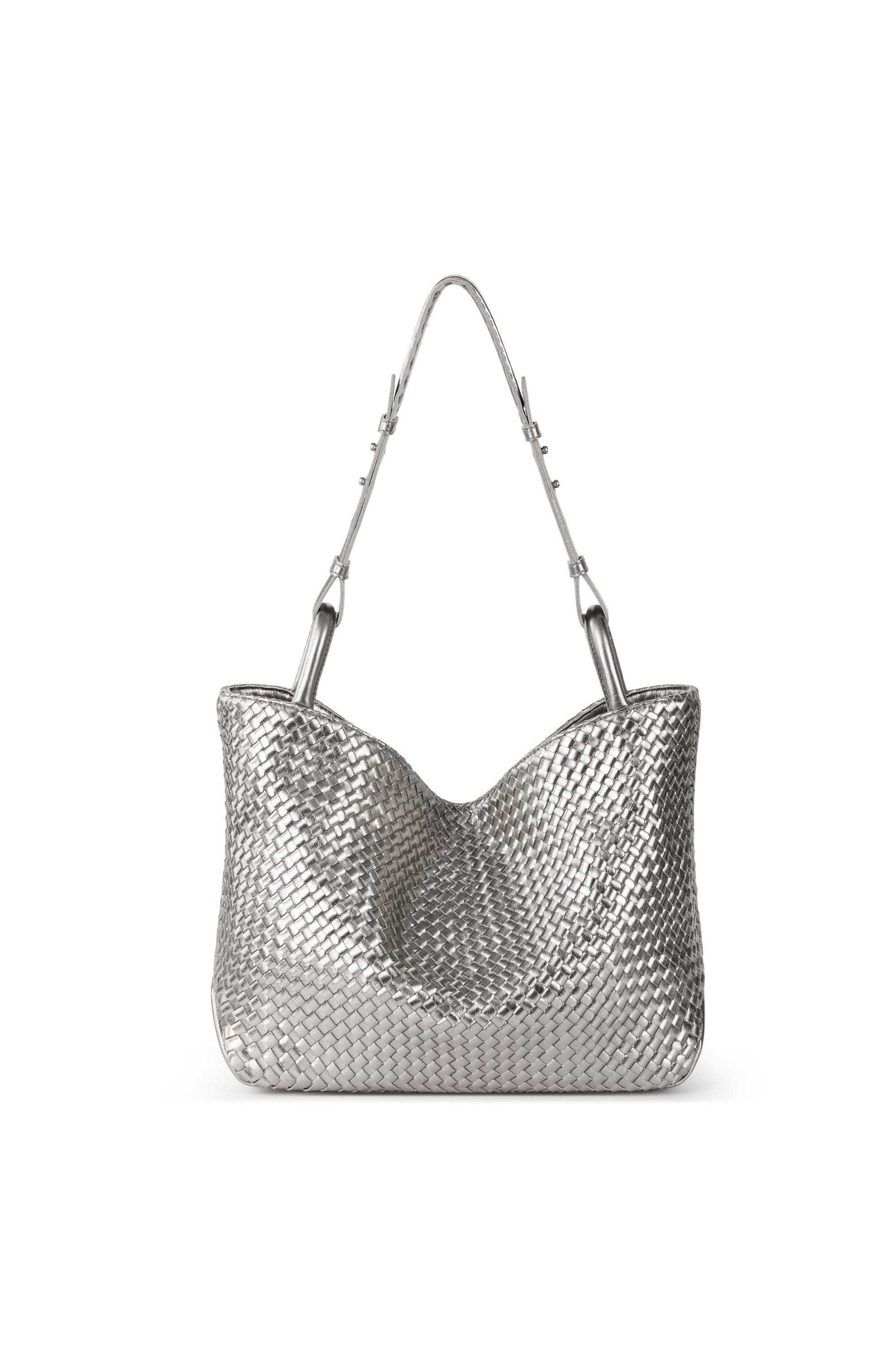 Los Feliz Medium Tote Woven Leather Bag, Alternate, color, Pyrite Woven