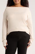Renee C Off the Shoulder Rib Knit Long Sleeve Top