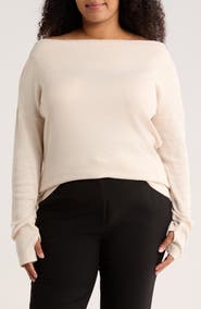 Renee C Off the Shoulder Rib Knit Long Sleeve Top