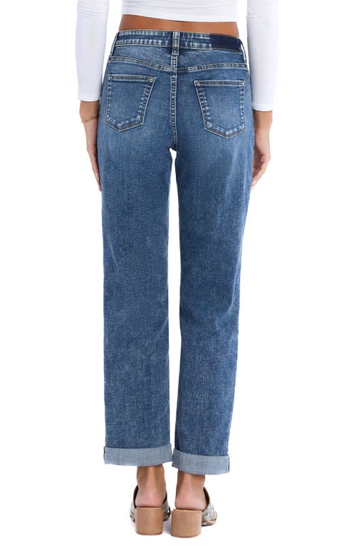 Hint Of Blu Cuffed Mid Rise Boyfriend Jeans In Blue