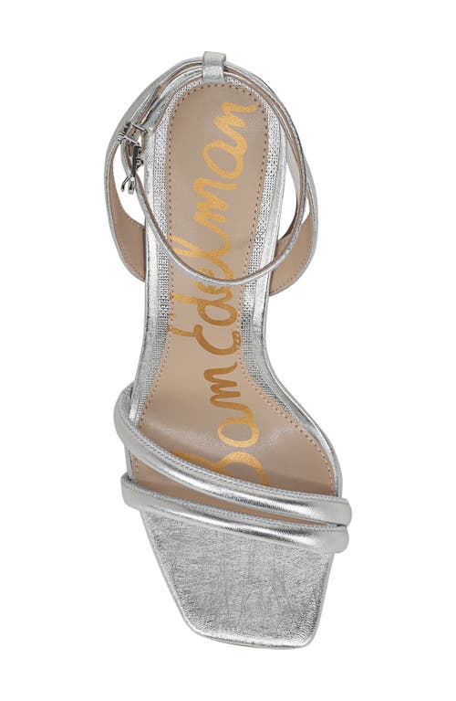 Sam Edelman Kia Block Heel Sandal Soft Silver Leather In Silver