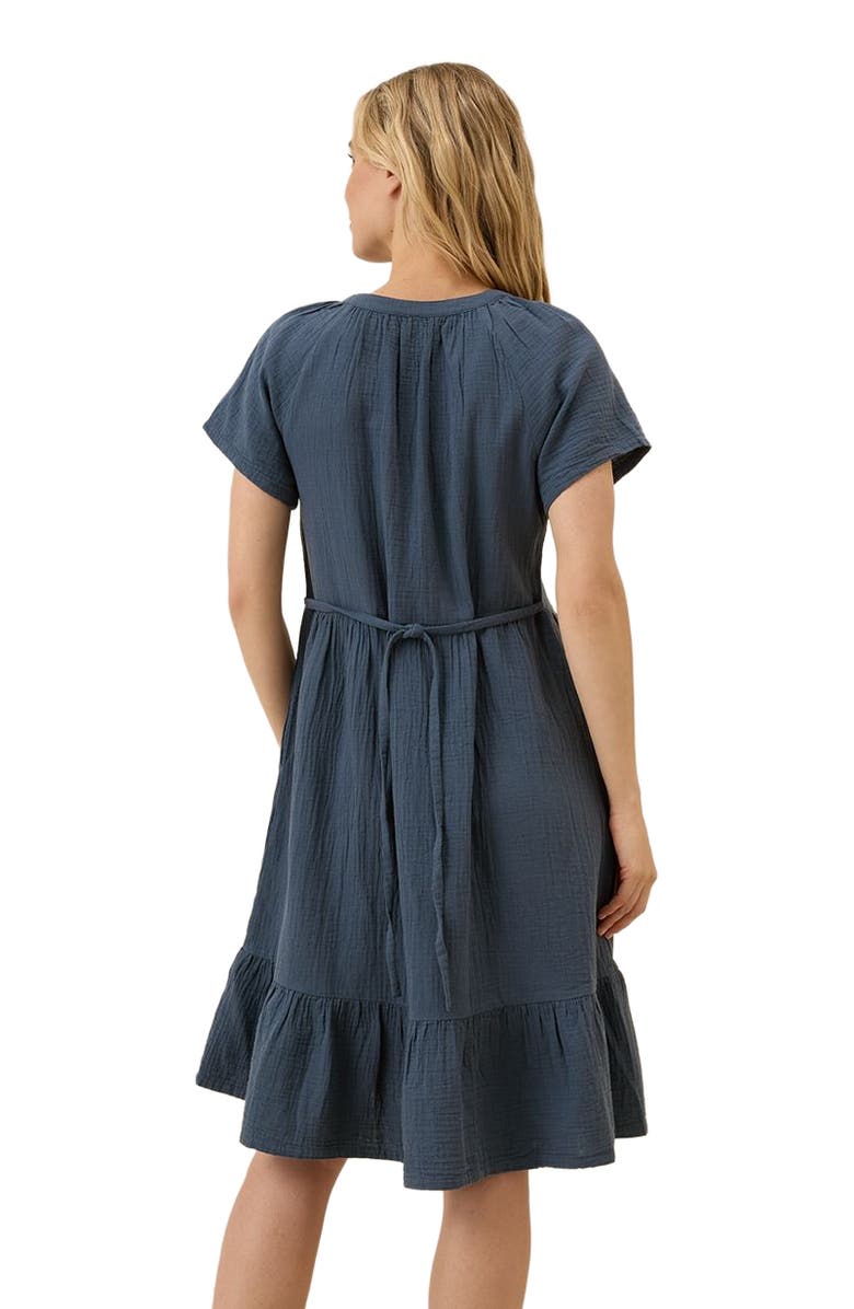 Pact Organic Cotton Coastal Double Gauze Breezy Dress, Alternate, color, French Navy