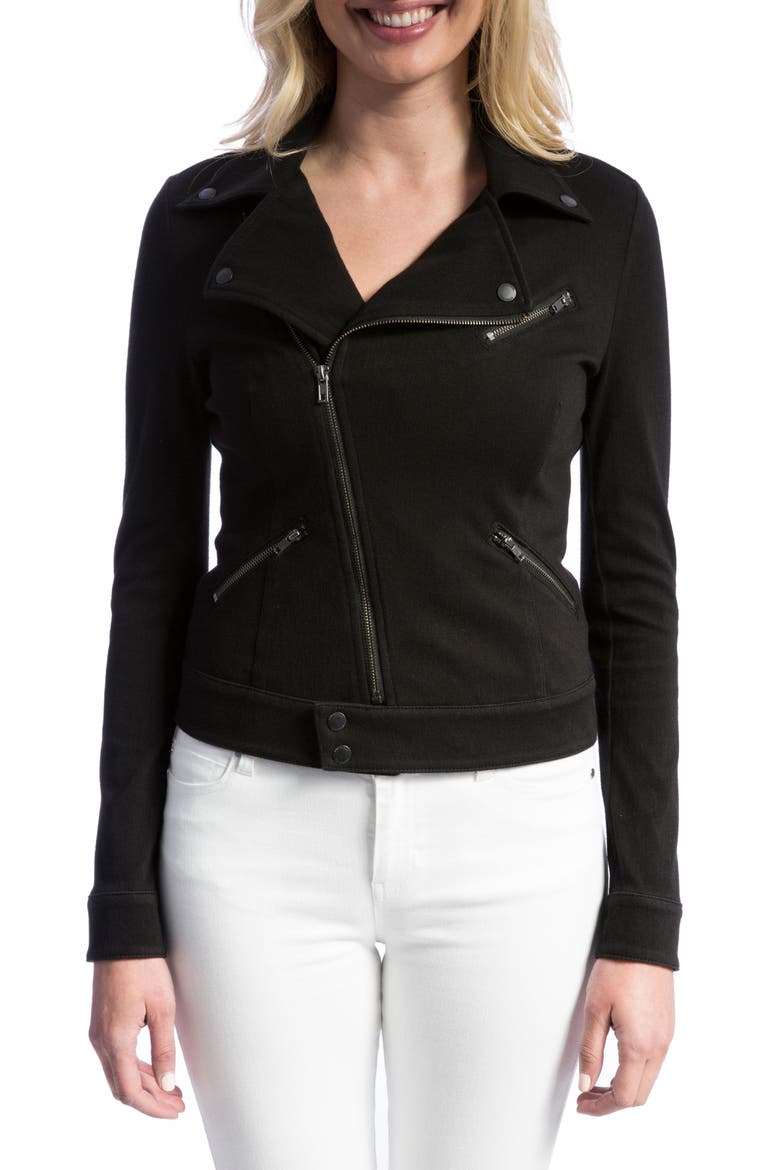 New Moto Stretch Cotton Jacket, Main, color, BLACK RINSE