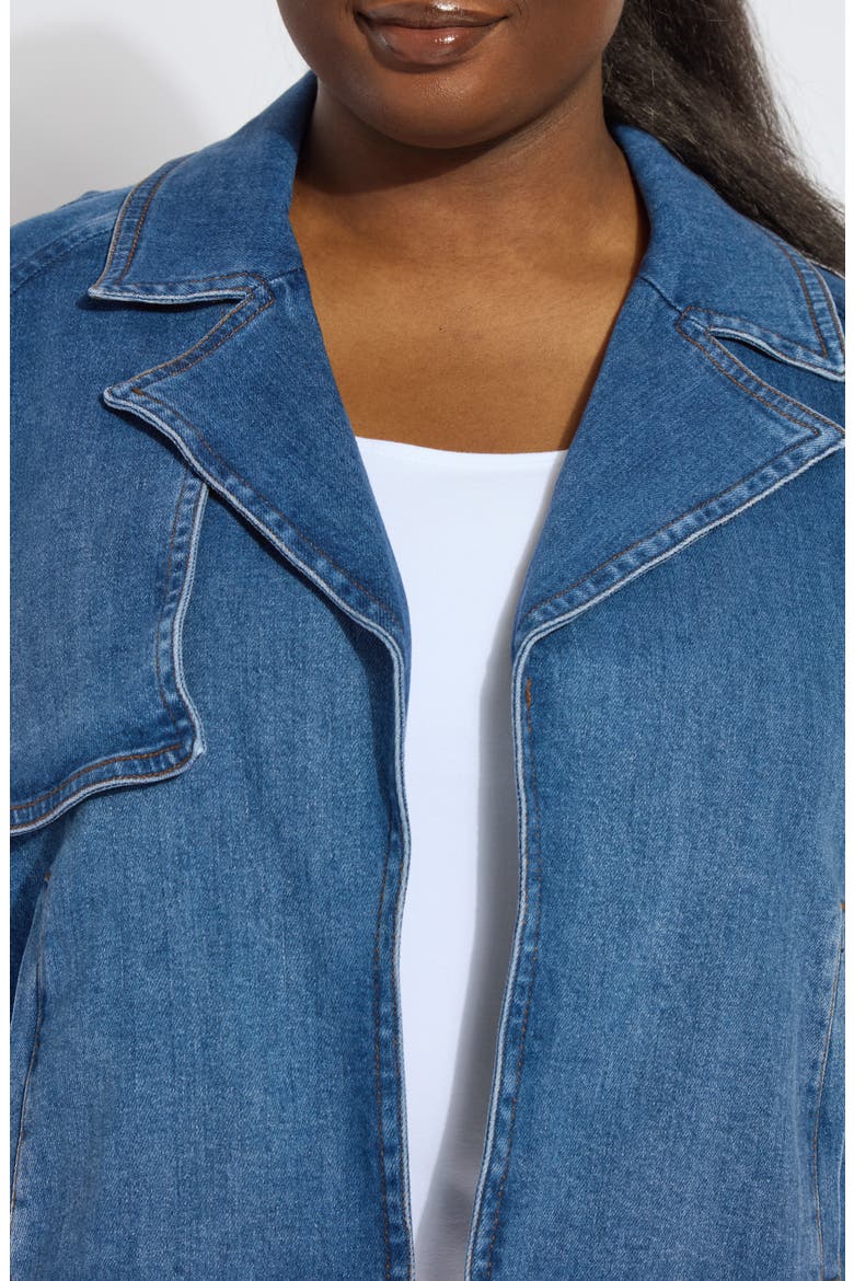 Jeanne Crop Trench Jacket, Alternate, color, MID WASH