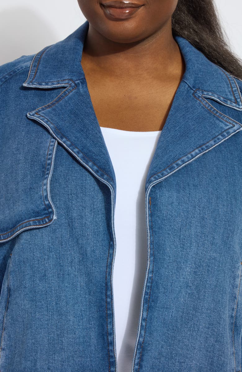 Lysse Jeanne Crop Trench Jacket, Alternate, color, Mid Wash