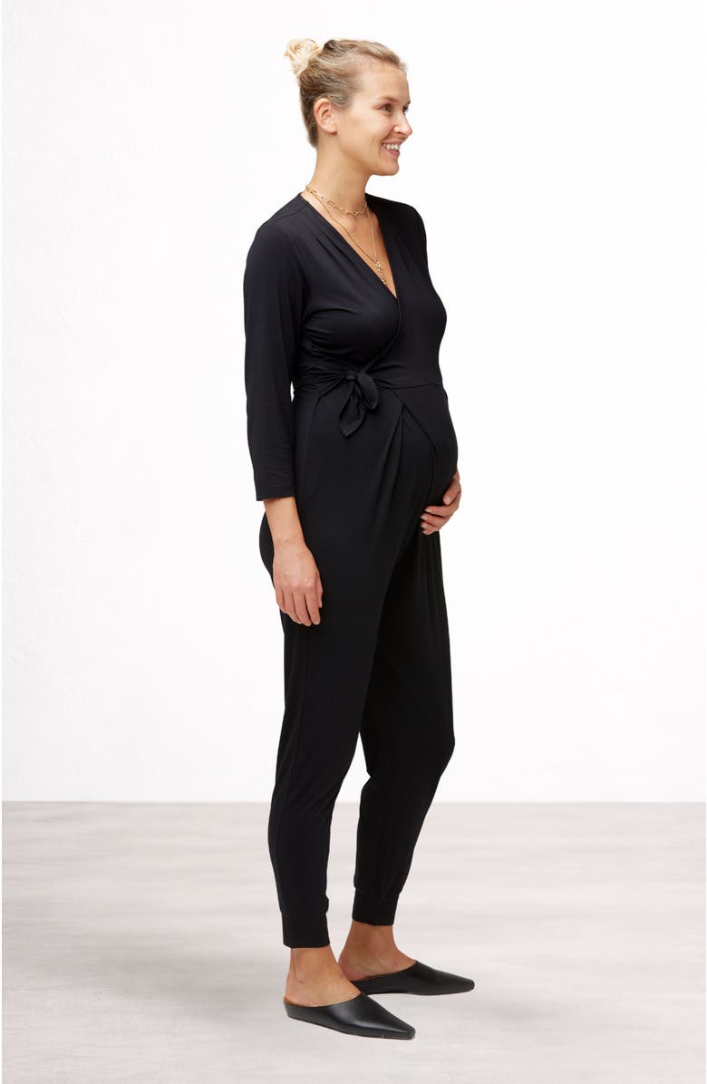 Nom Maternity Amabella Maternity & Nursing Jumpsuit, Alternate, color, Black