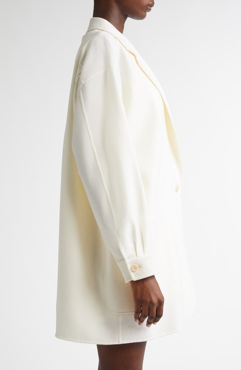Max Mara Oversize Single Breasted Stretch Wool Canvas Blazer, Alternate, color, White